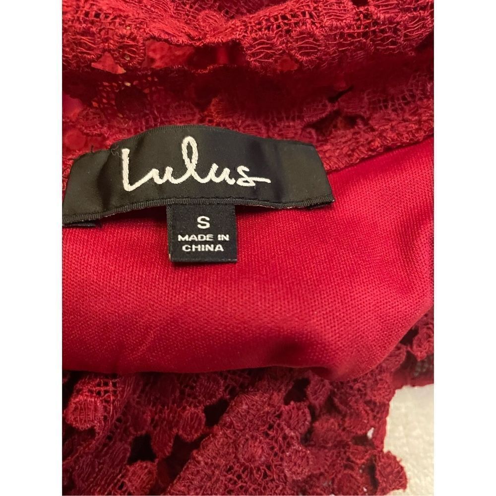 Lulus Burgundy Crochet Laced Bodycon Midi Dress Size S/ Party/ Cocktail/Formal - Picture 15 of 15